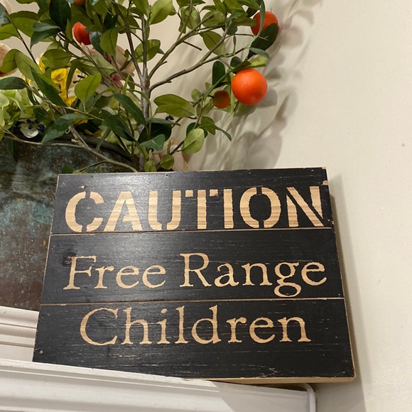 🖼️ Rustic Wood Block Art “CAUTION Free Range Children” 🪵 💫 - Picture 4 of 8